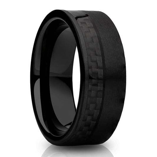 Carbon Fiber Wedding Ring Black Tungsten Ring Anniversary Ring Engagement