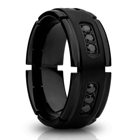 Titanium Wedding Ring Black Titanium Ring CZ Wedding Ring Engagement