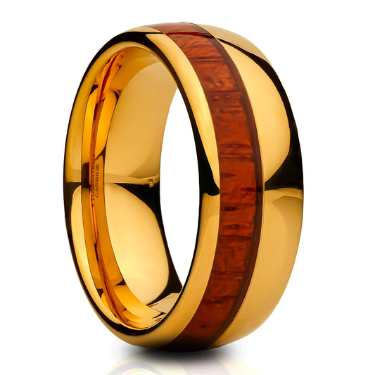 Koa Wood Wedding Ring,8mm Wedding Band,Tungsten Ring,Engagement Ring,Unique Wedding Ring