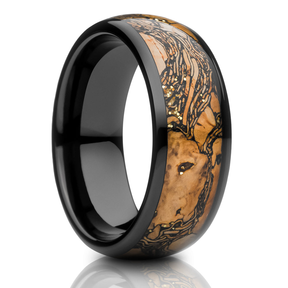 Cork Tungsten Wedding Ring 8mm Wedding Ring Black Ring