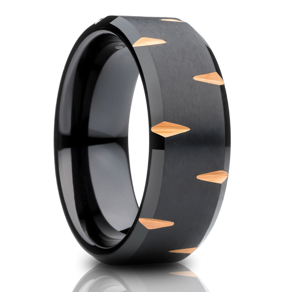 8mm Black Tungsten Ring Black Wedding Ring Tungsten Carbide Ring Engagement