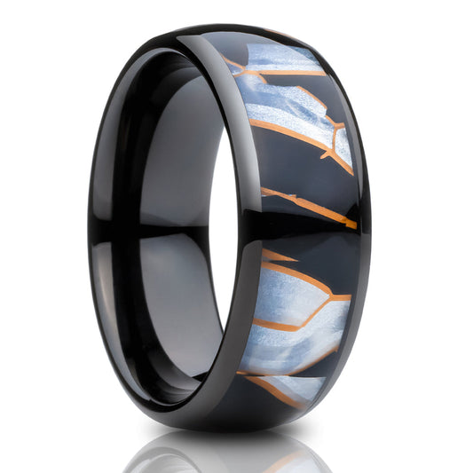 Capiz Tungsten Wedding Ring Black Wedding Ring 8mm Wedding Ring