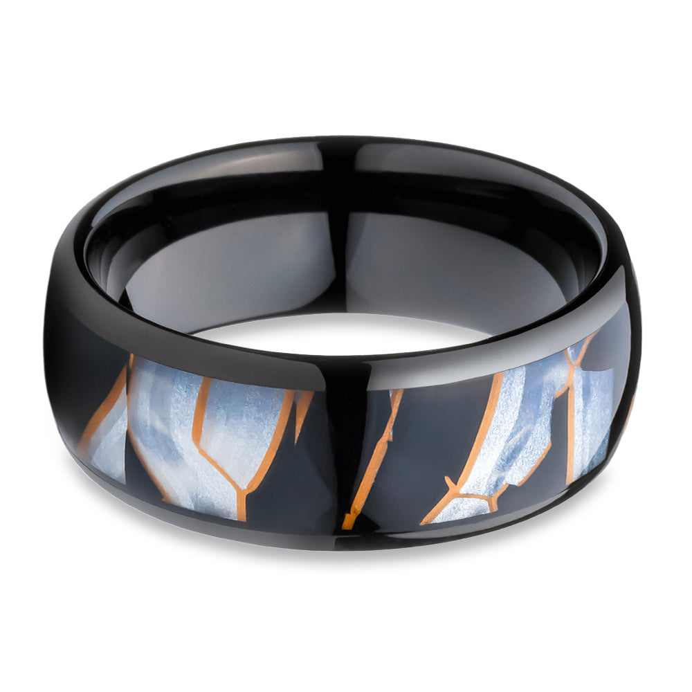 Capiz Tungsten Wedding Ring Black Wedding Ring 8mm Wedding Ring
