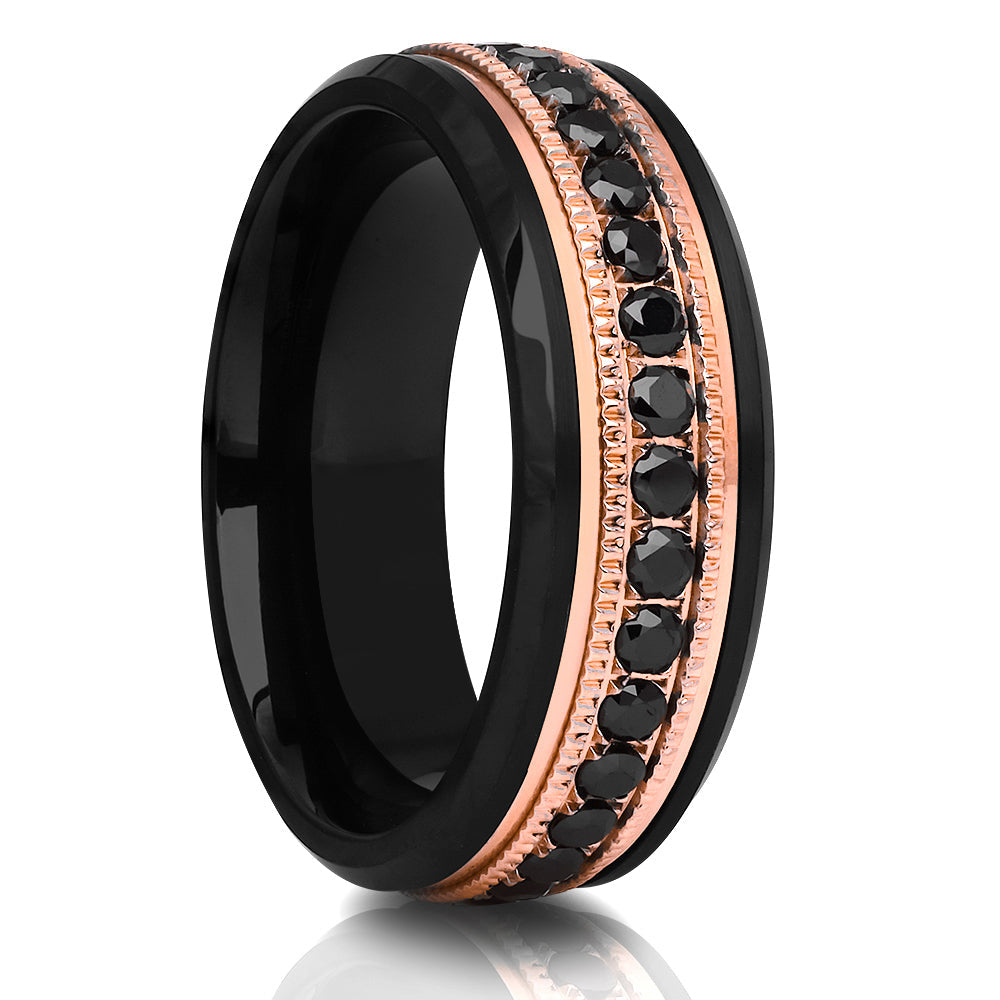 8mm Black Tungsten Ring Rose Gold Wedding Ring Man's Ring