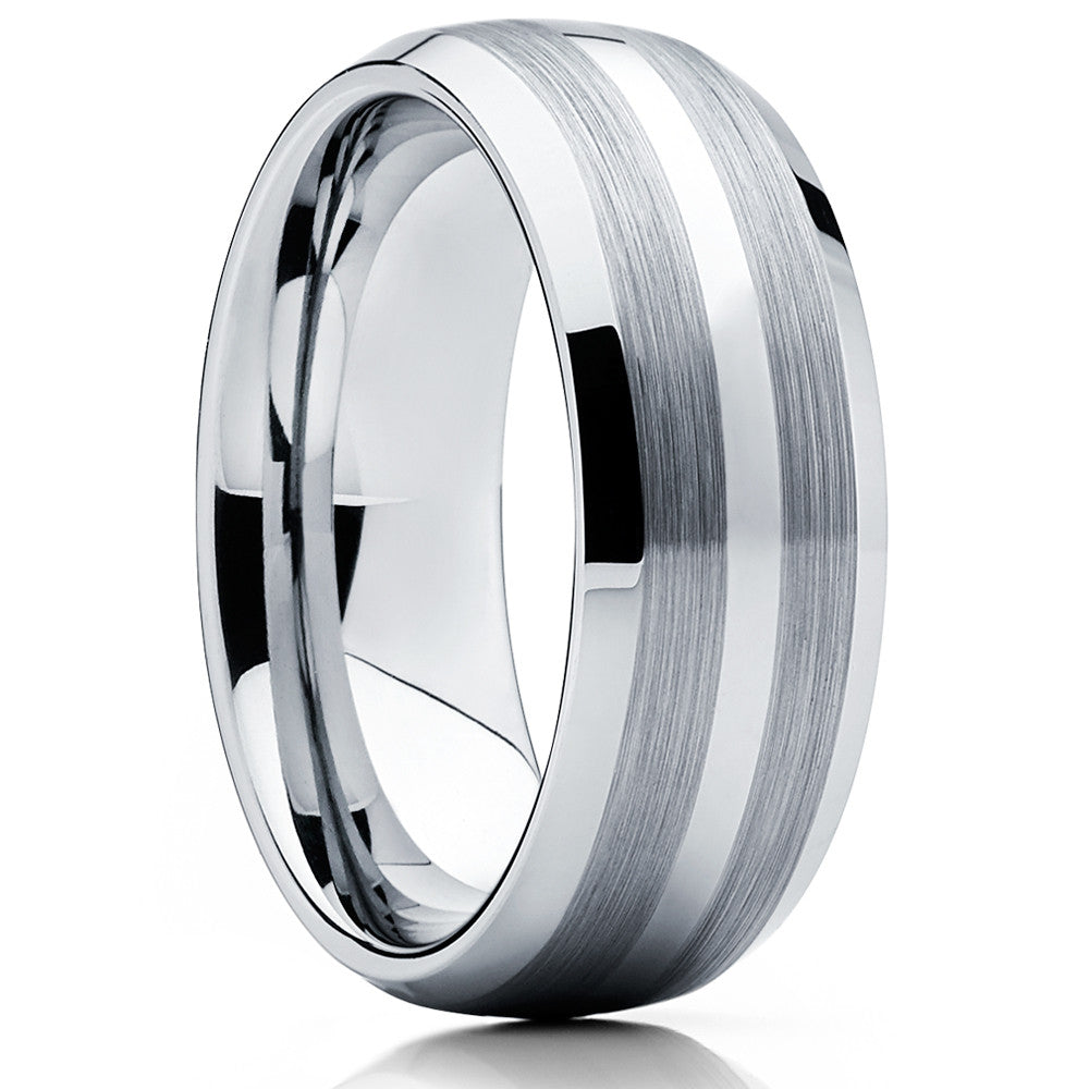 8mm Wedding Ring Tungsten Wedding Ring Silver Tungsten Ring Man's