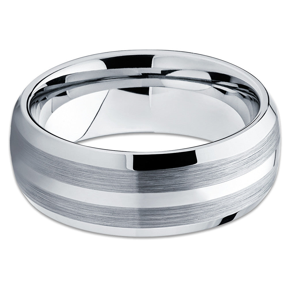 8mm Wedding Ring Tungsten Wedding Ring Silver Tungsten Ring Man's