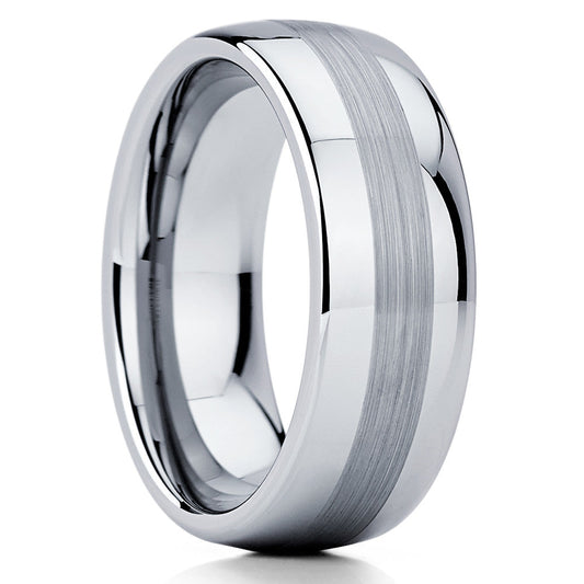 8mm Wedding Ring Silver Tungsten Ring Tungsten Carbide Rin Engagement Ring