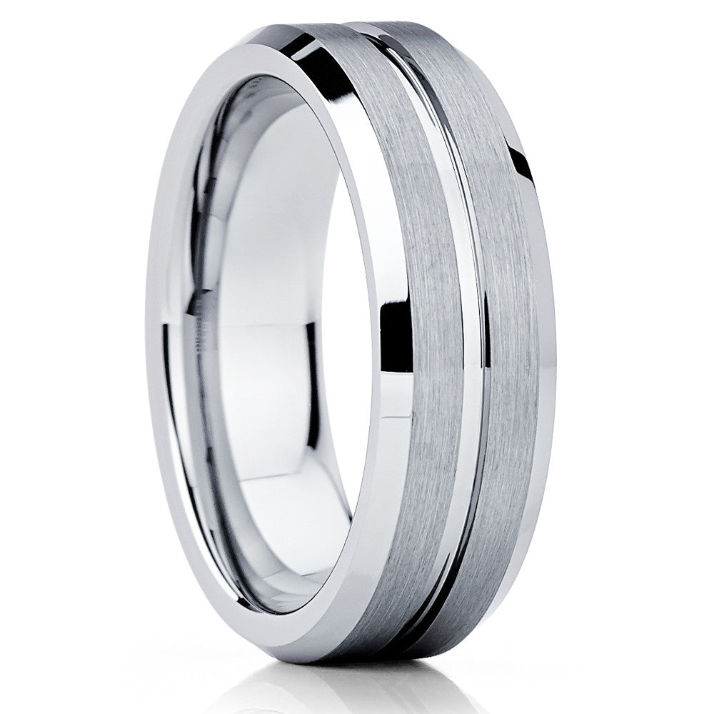 7mm Wedding Ring Tungsten Wedding Ring Silver Tungsten Ring Engagement Ring