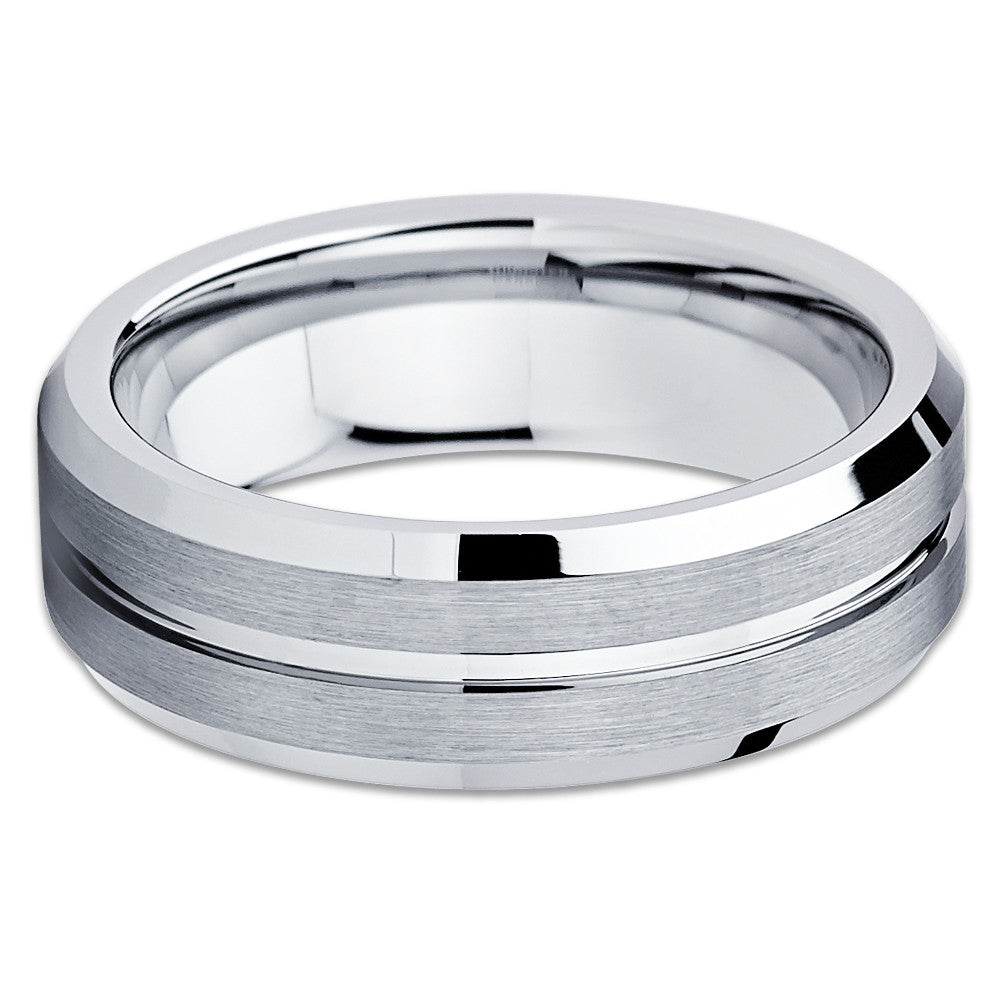 7mm Wedding Ring Tungsten Wedding Ring Silver Tungsten Ring Engagement Ring