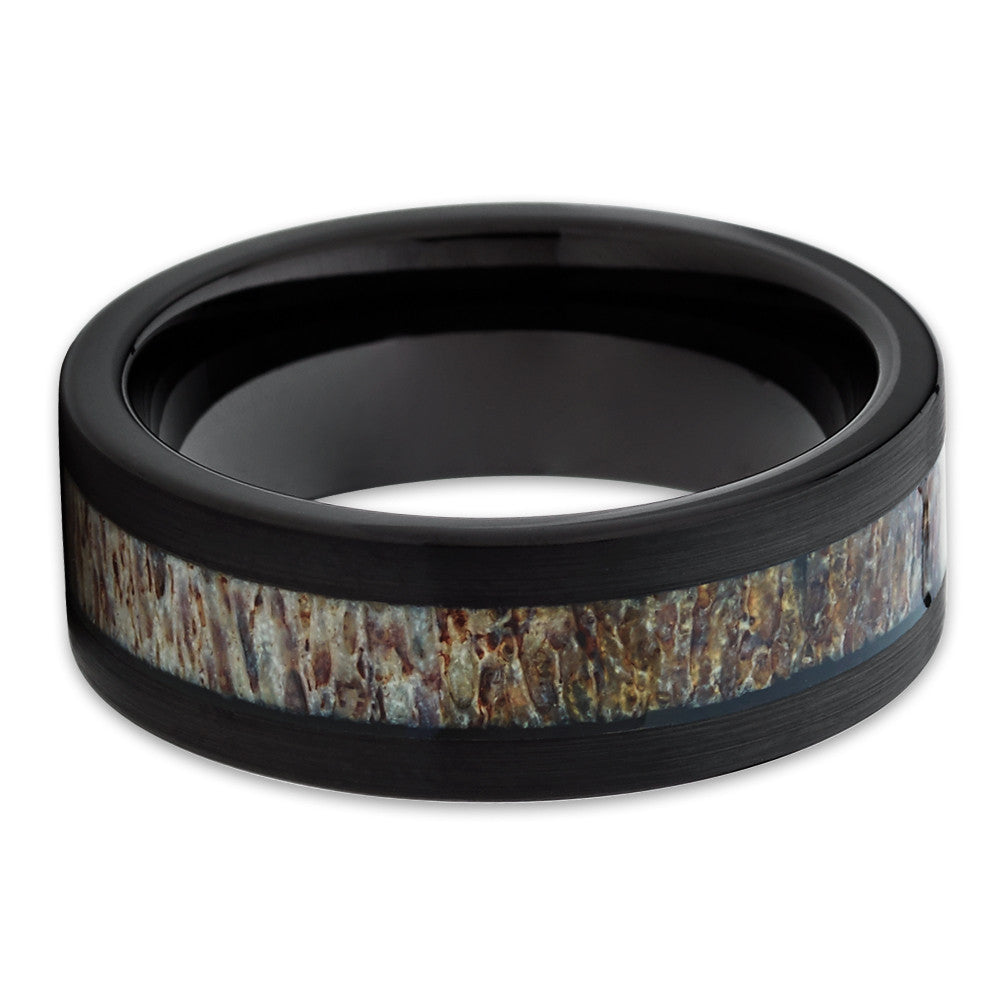Deer Antler Wedding Ring Black Wedding Ring 8mm Ring