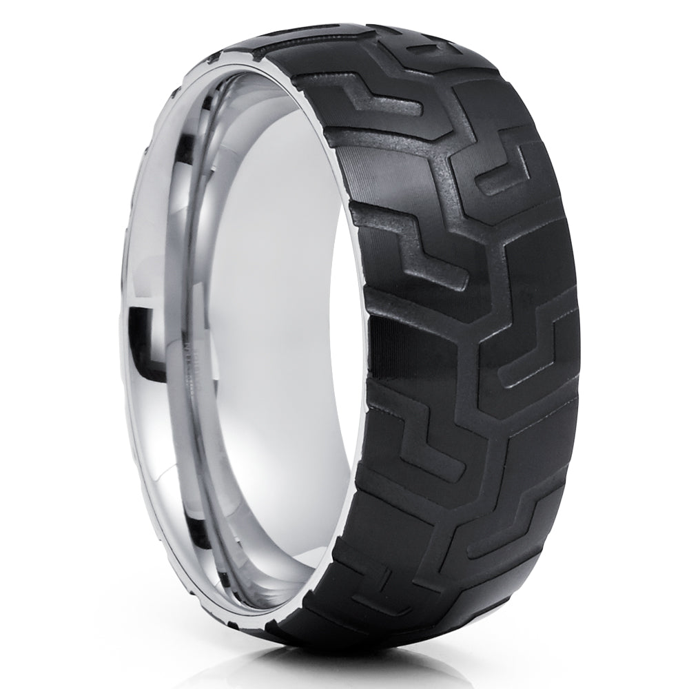 Tunsten Ruing Tire Ring Tungsten Wedding Ring Engagement Ring Silver Tunsten Ring ...