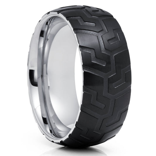 Tire Ring Tungsten Wedding Ring Engagement Ring Silver Tunsten Ring