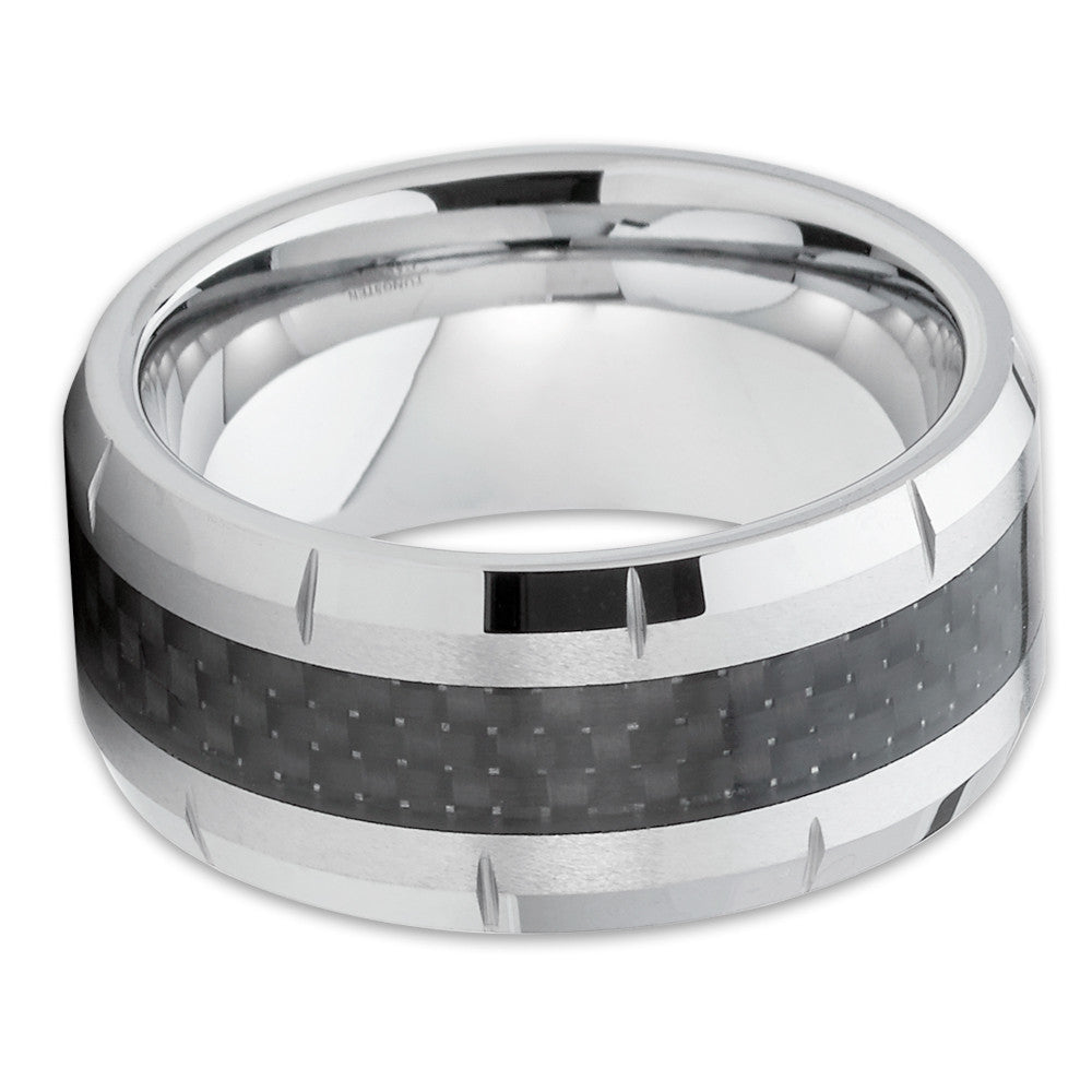 9mm Wedding Ring Tungsten Wedding Band Man's Wedding Ring Carbon Fiber Ring