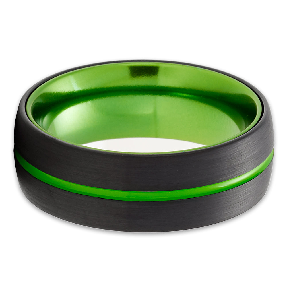 Tungsten Wedding Ring Green Tungsten Ring Engagement Ring Black Ring