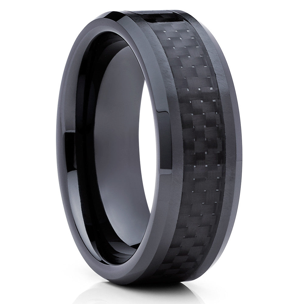 Carbon Fiber Wedding Ring Black Tungsten Wedding Ring Black Ring