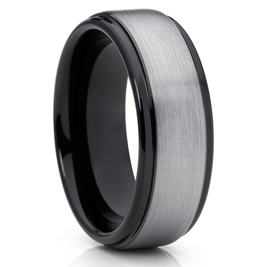 8mm Black Tungsten Ring Tungsten Carbide Ring Man's Wedding Ring Black