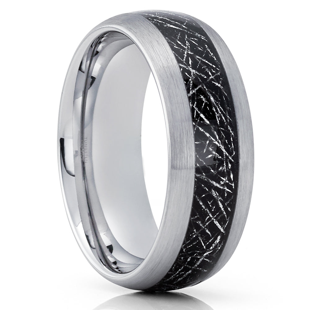 Meteorite Tungsten Wedding Band,Tungsten Wedding Ring,8mm Wedding Ring,Anniversary Ring,Engagement Ring,Comfort Fit