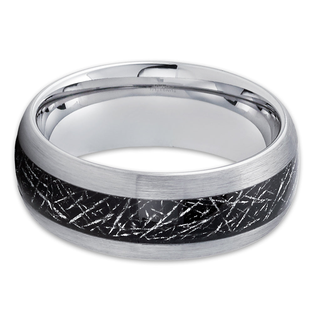 Meteorite Tungsten Wedding Band,Tungsten Wedding Ring,8mm Wedding Ring,Anniversary Ring,Engagement Ring,Comfort Fit
