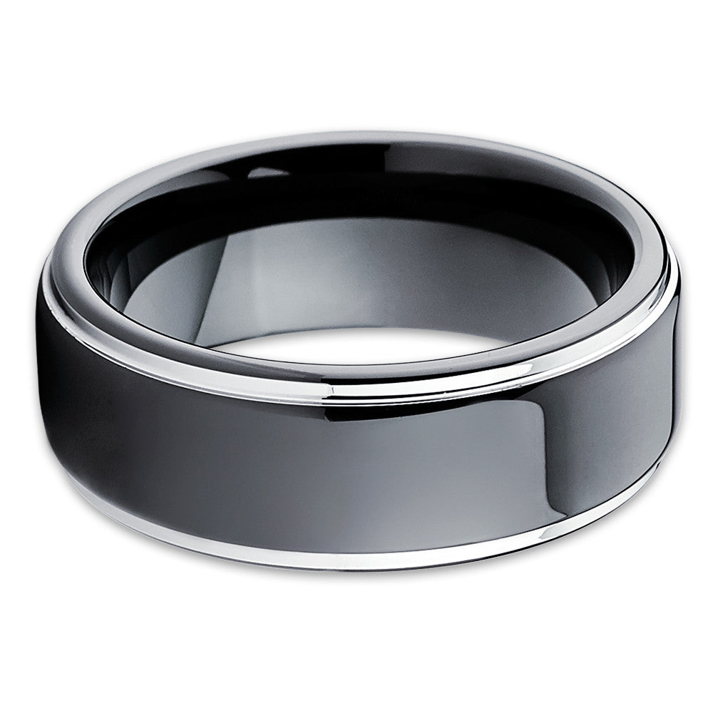 Black Wedding Ring Black Tungsten Ring Engagement Ring Tungsten Carbide Shiny