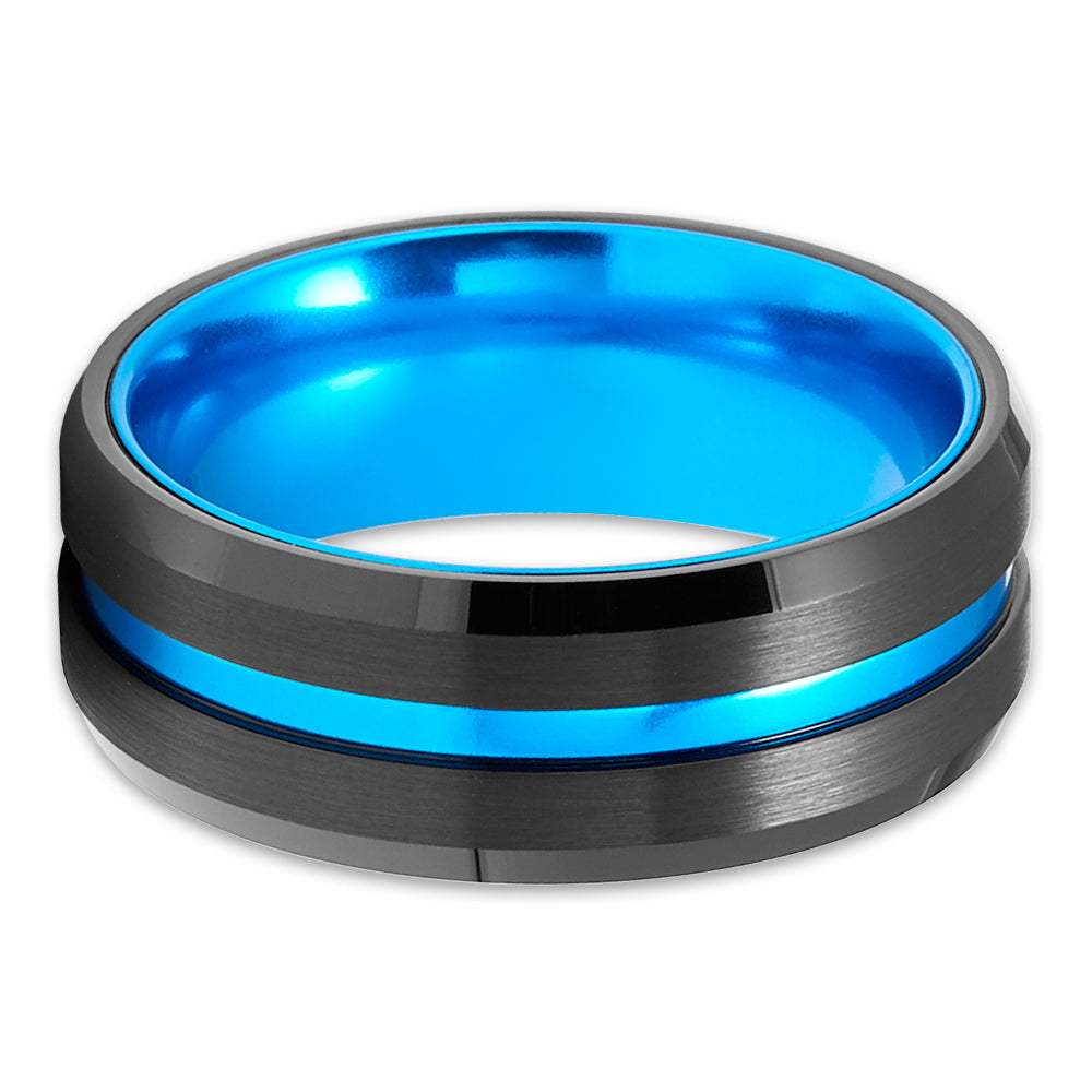 Turquoise Wedding Ring Black Wedding Ring 8mm Tungsten Ring Anniversary Ring