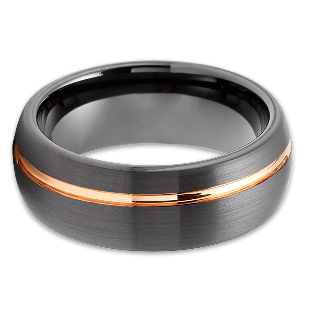 Gunmetal Wedding Ring,8mm Wedding Ring,Woman,Man's Wedding Ring,Rose Gold Tungsten Ring,Comfort fit Ring