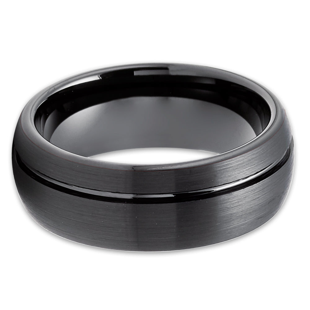 Tungsten Wedding Ring Black Tungsten Ring Dome Wedding Ring Black
