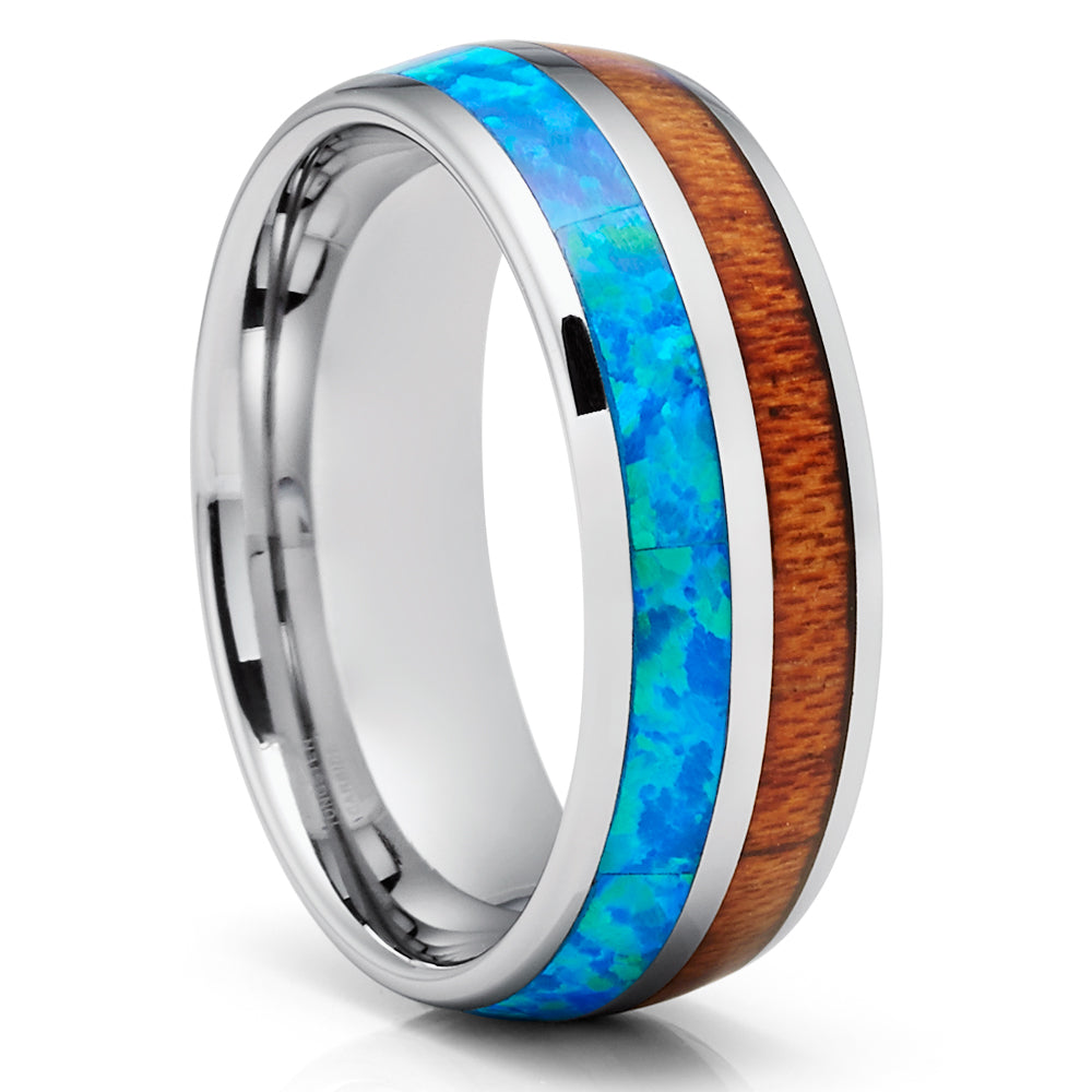 Turquoise Wedding Ring Tungsten Wedding Ring 8mm Wedding Ring,Engagement