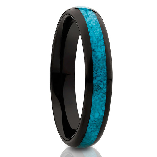 Turquoise Wedding Ring 4mm Wedding Ring Tungsten Wedding Ring Black