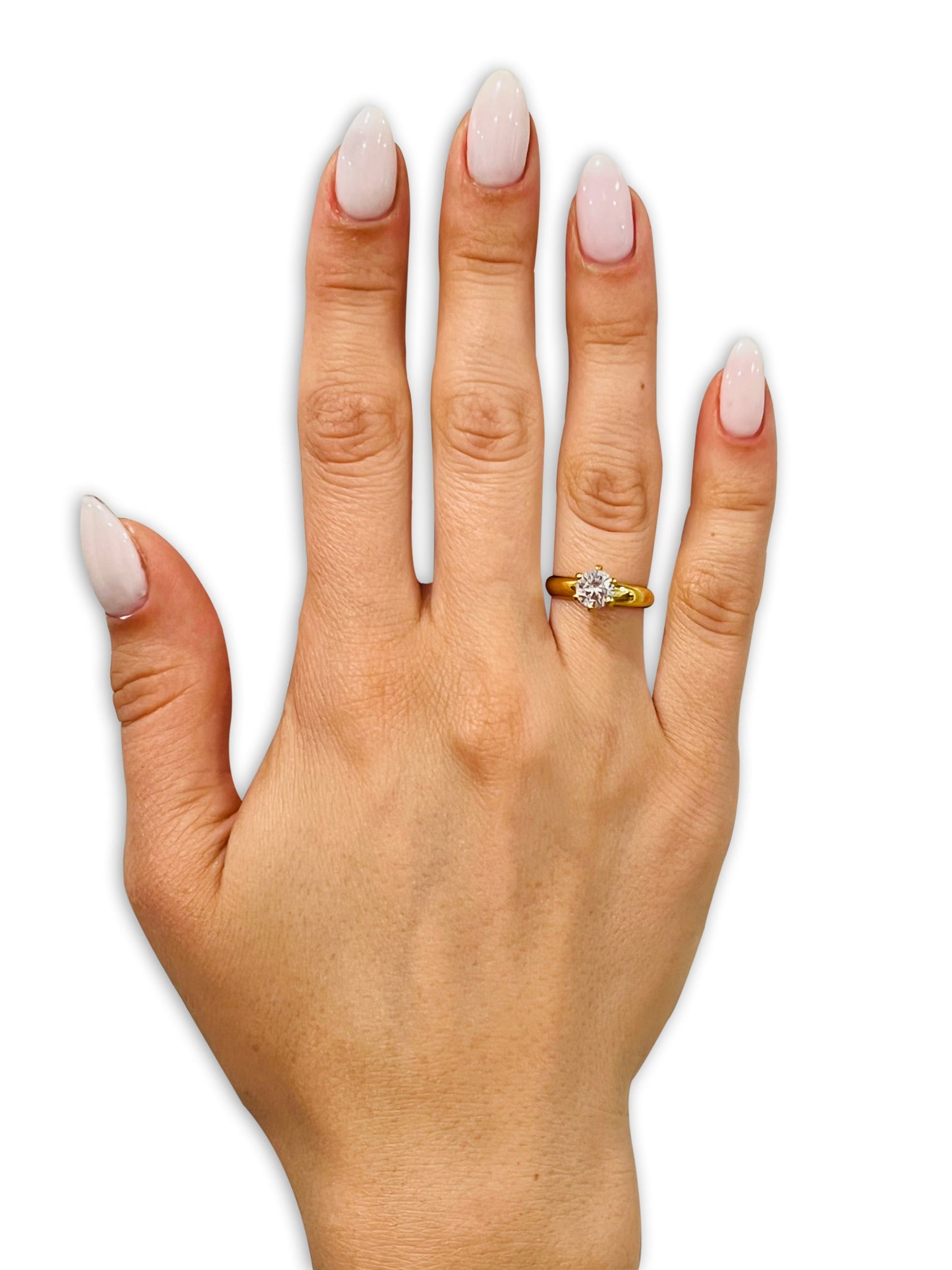 Yellow Gold Solitaire Ring White CZ Ring Solitaire Wedding Ring