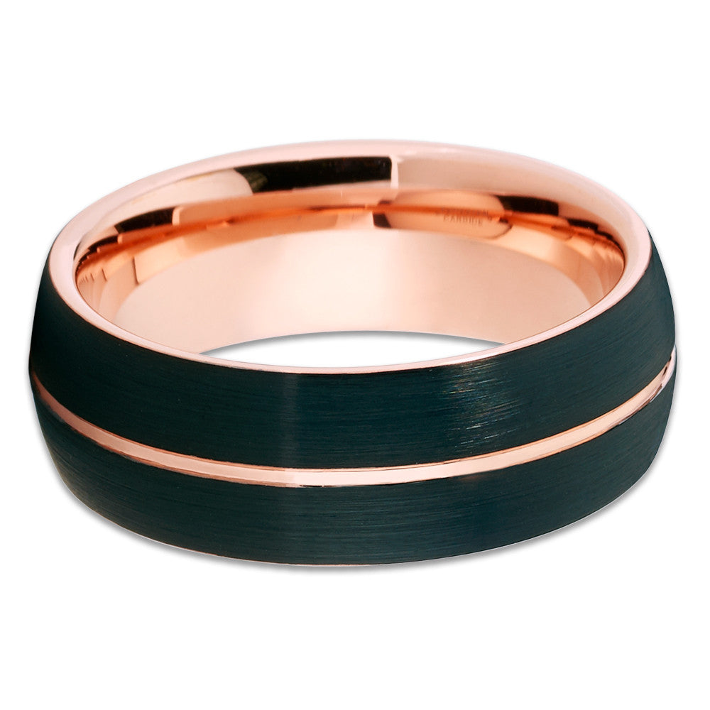Black Wedding Ring Rose Gold Wedding Ring Black Tungsten Ring Engagement Ring 8mm