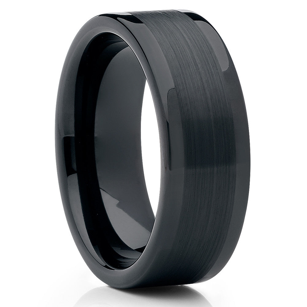 Black Wedding Ring 8mm Tungsten Ring Anniversary Ring Tungsten Carbide