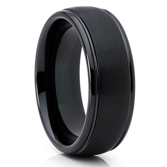 Black Wedding Ring Black Tungsten Ring Tungsten Carbide Ring Man's Wedding Ring 8mm