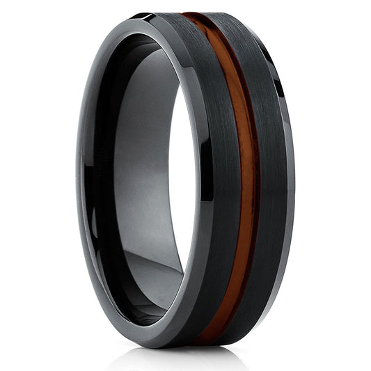 Maroon Wedding Ring,Black Tungsten Ring,Maroon Tungsten Ring,Engagement Ring,8mm Wedding Band