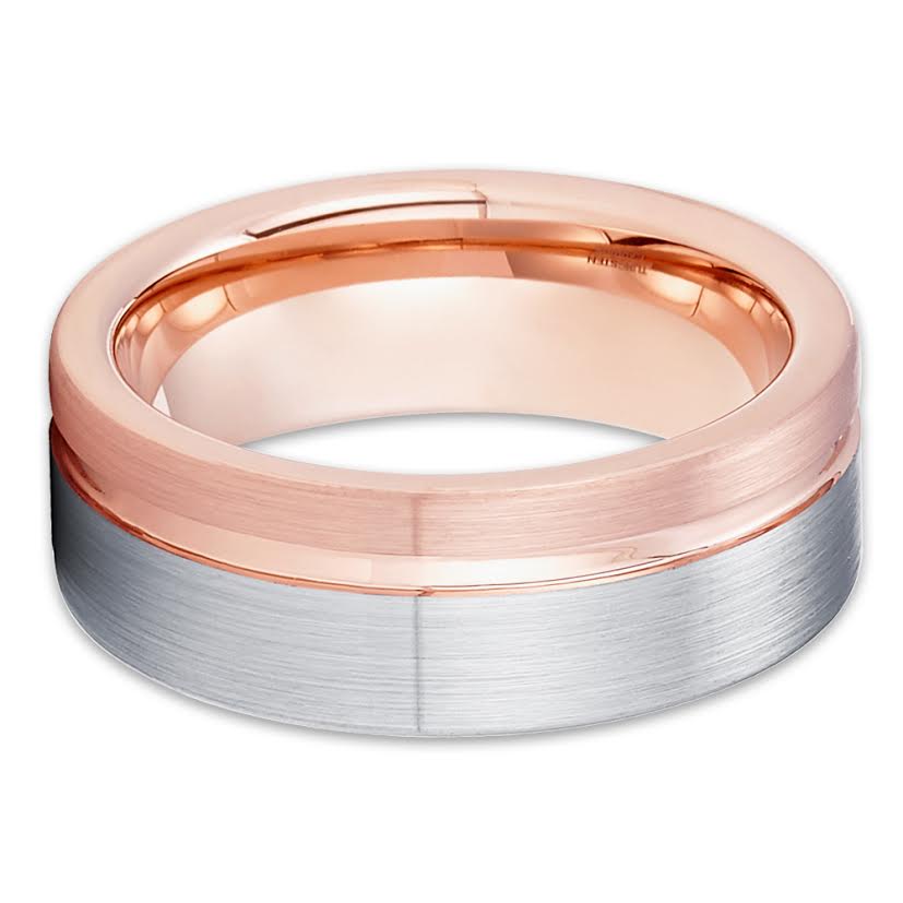 8mm Rose Gold Wedding Ring Tungsten Wedding Ring Anniversary Ring Unique
