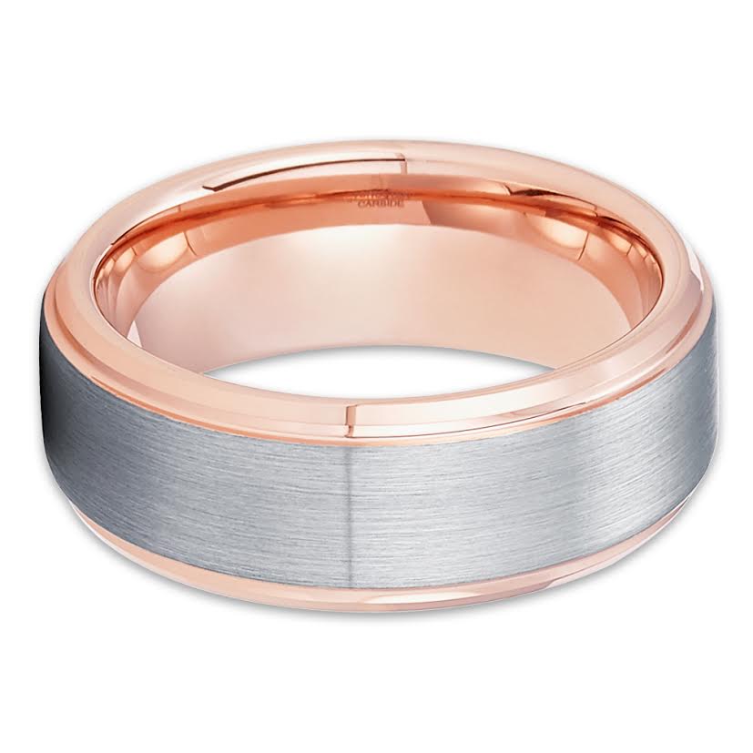 8mm Wedding Ring Rose Gold Tungsten Ring Engagement Ring Silver Ring