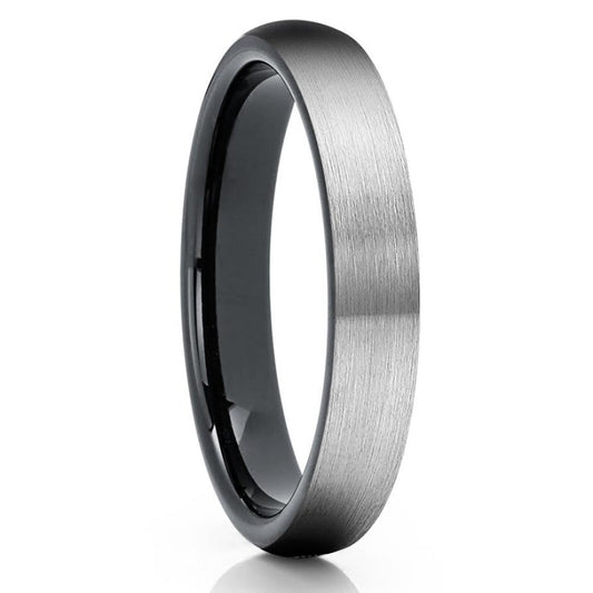 4mm - Black Tungsten Wedding Band - Gray Tungsten Ring - Tungsten Carbide Ring - Clean Casting Jewelry 