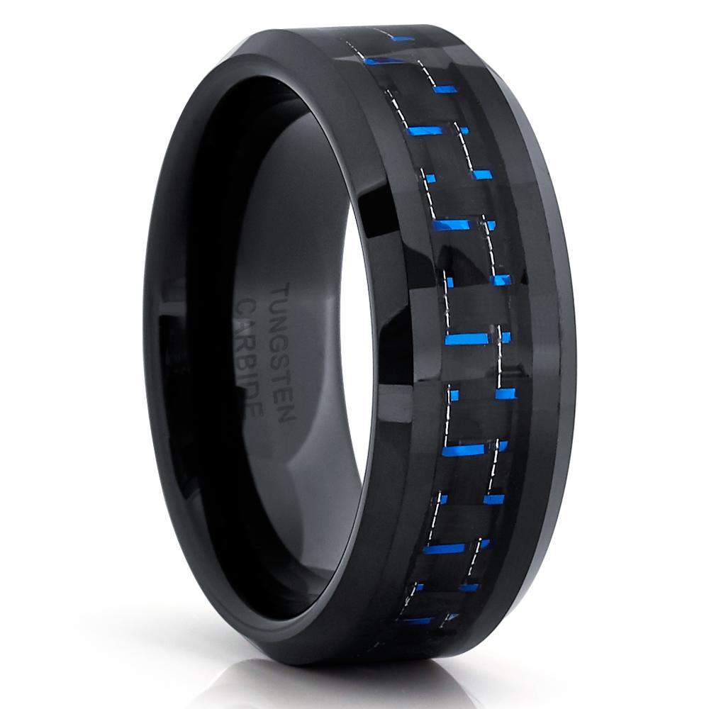 Black Tungsten Ring Carbonfiber Ring 8mm Wedding Ring Tungsten Carbide Ring Unique