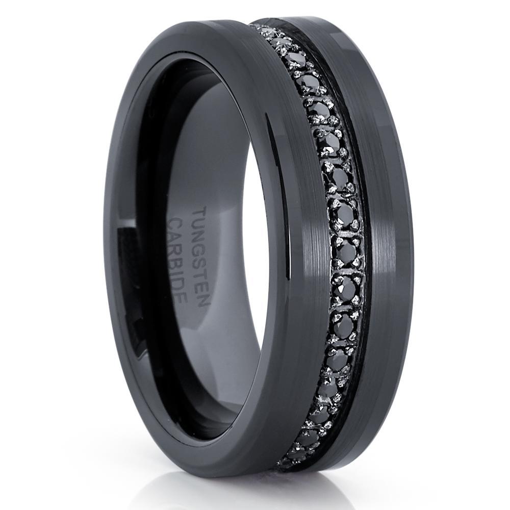 Black Tungsten Wedding Ring 8mm Wedding Ring CZ Wedding Ring Man's Ring