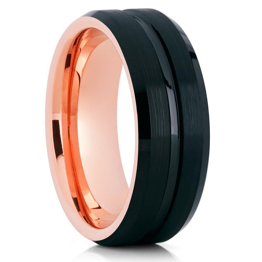 Man's Wedding Ring,Rose Gold Tungsten Ring,Engagement Ring,8mm Wedding Ring,Tungsten Carbide Ring,Engagement