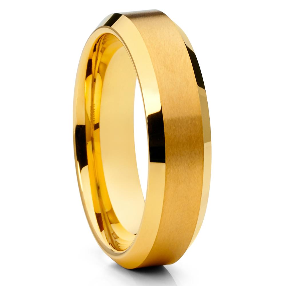 6mm Yellow Gold Wedding Ring Tungsten Wedding Ring Engagement Ring Ring
