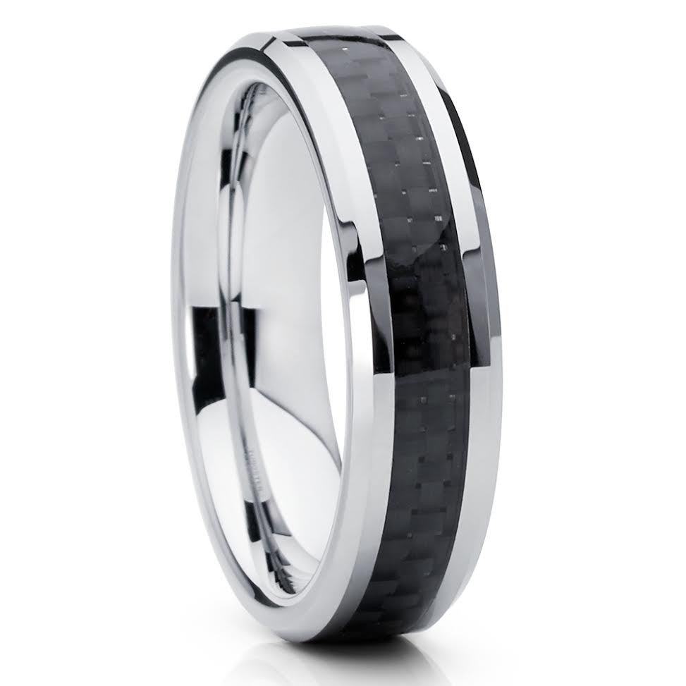 Carbon Fiber Wedding Ring Tungsten Wedding Ring 6mm Wedding Ring