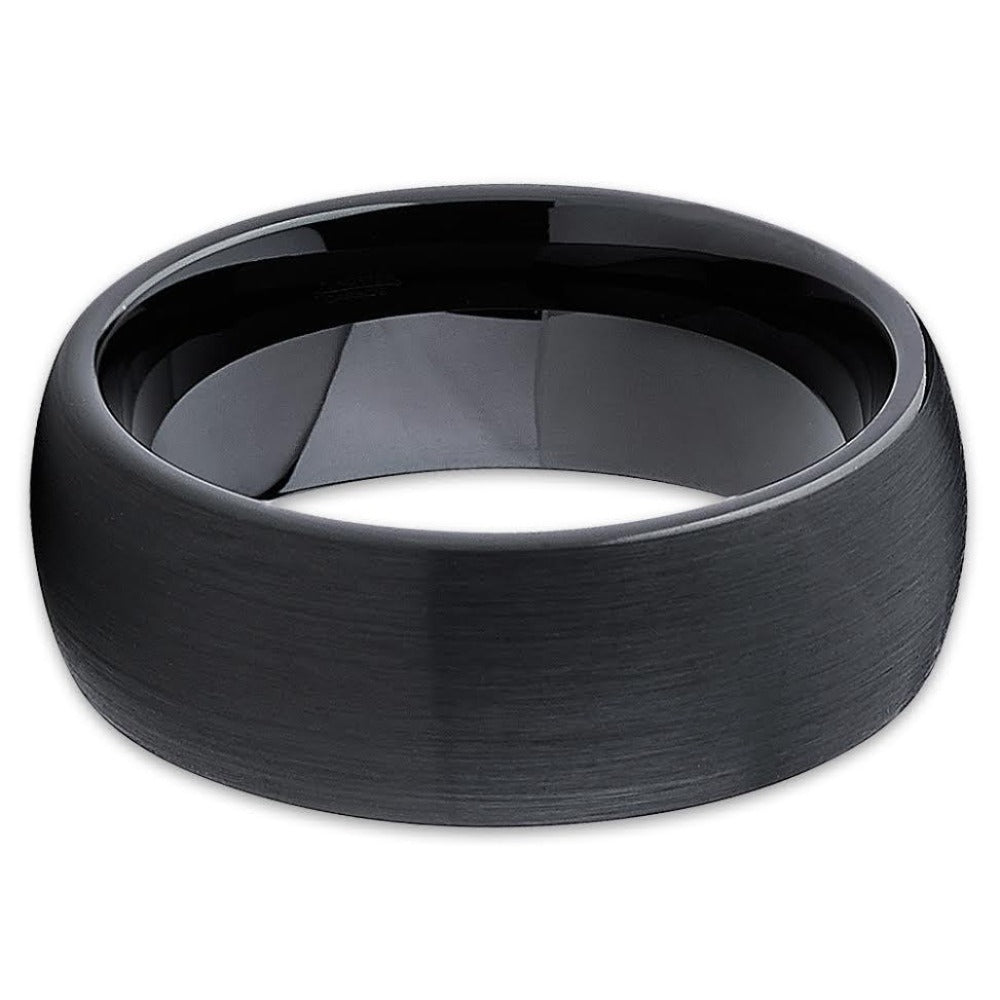 Black Tungsten Wedding Band - Black Tungsten Wedding Ring - Dome - Clean Casting Jewelry 